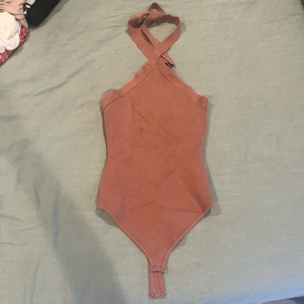 Abercrombie and Fitch Rib Knit Halter Bodysuit